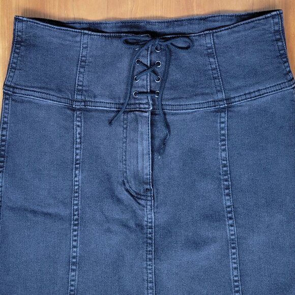 Free People Modern Femme Black Stretch Denim Corset Skirt - 6 - Picture 4 of 11